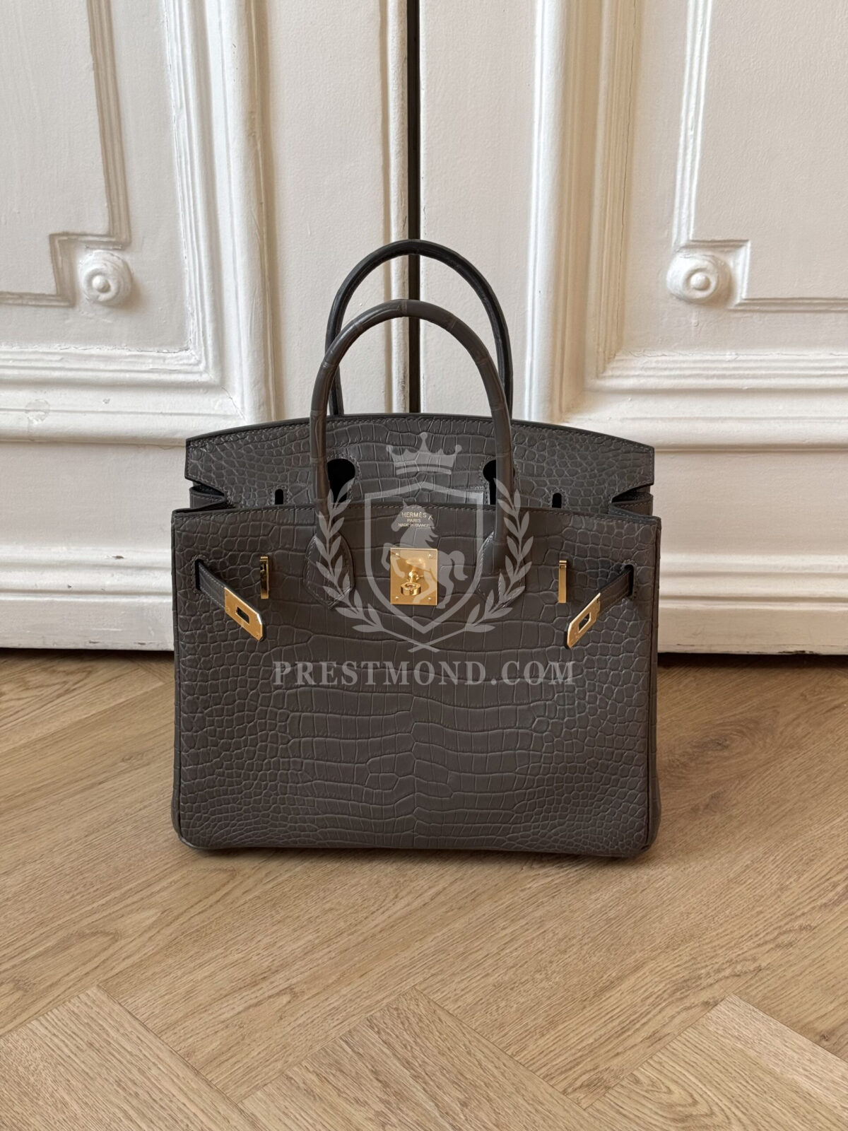 Birkin 30 Crocodile Porosus Graphite Mate GHW