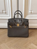 Birkin 30 Crocodile Porosus Graphite Mate GHW
