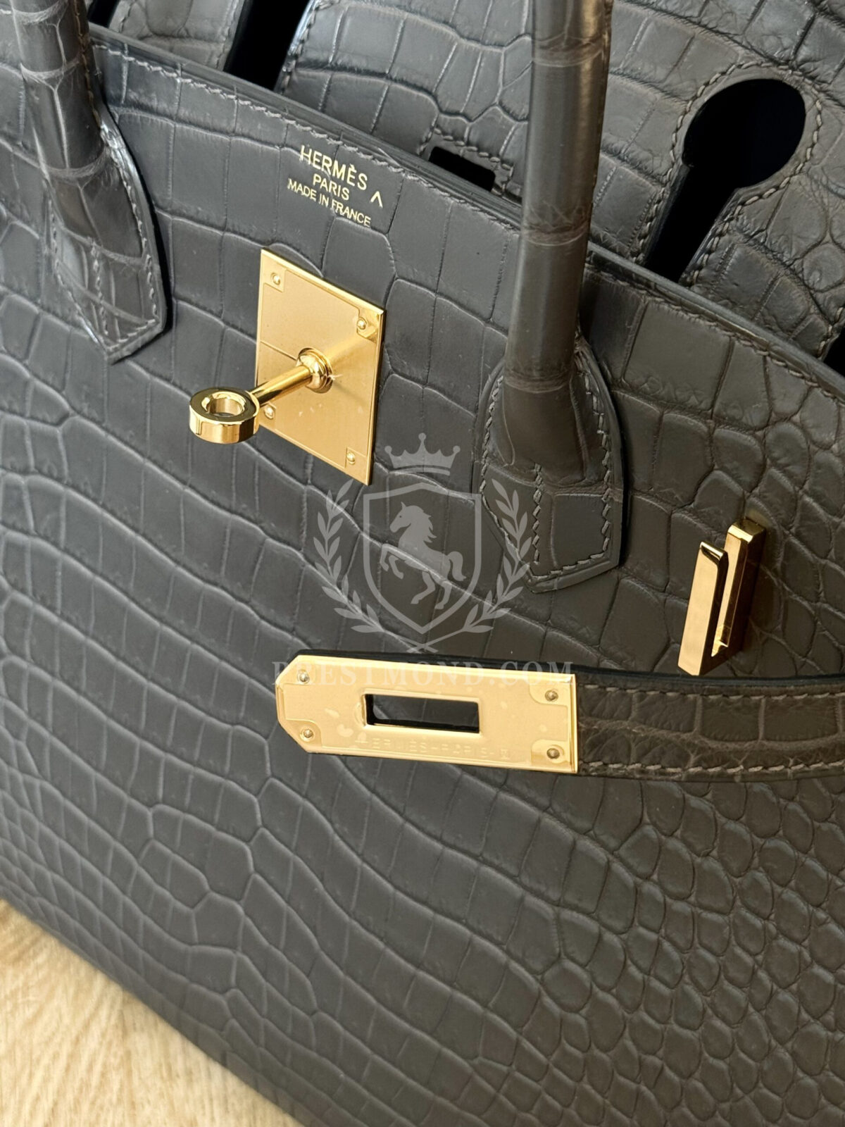 Birkin 30 Crocodile Porosus Graphite Mate GHW — изображение 4