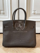 Birkin 30 Crocodile Porosus Graphite Mate GHW