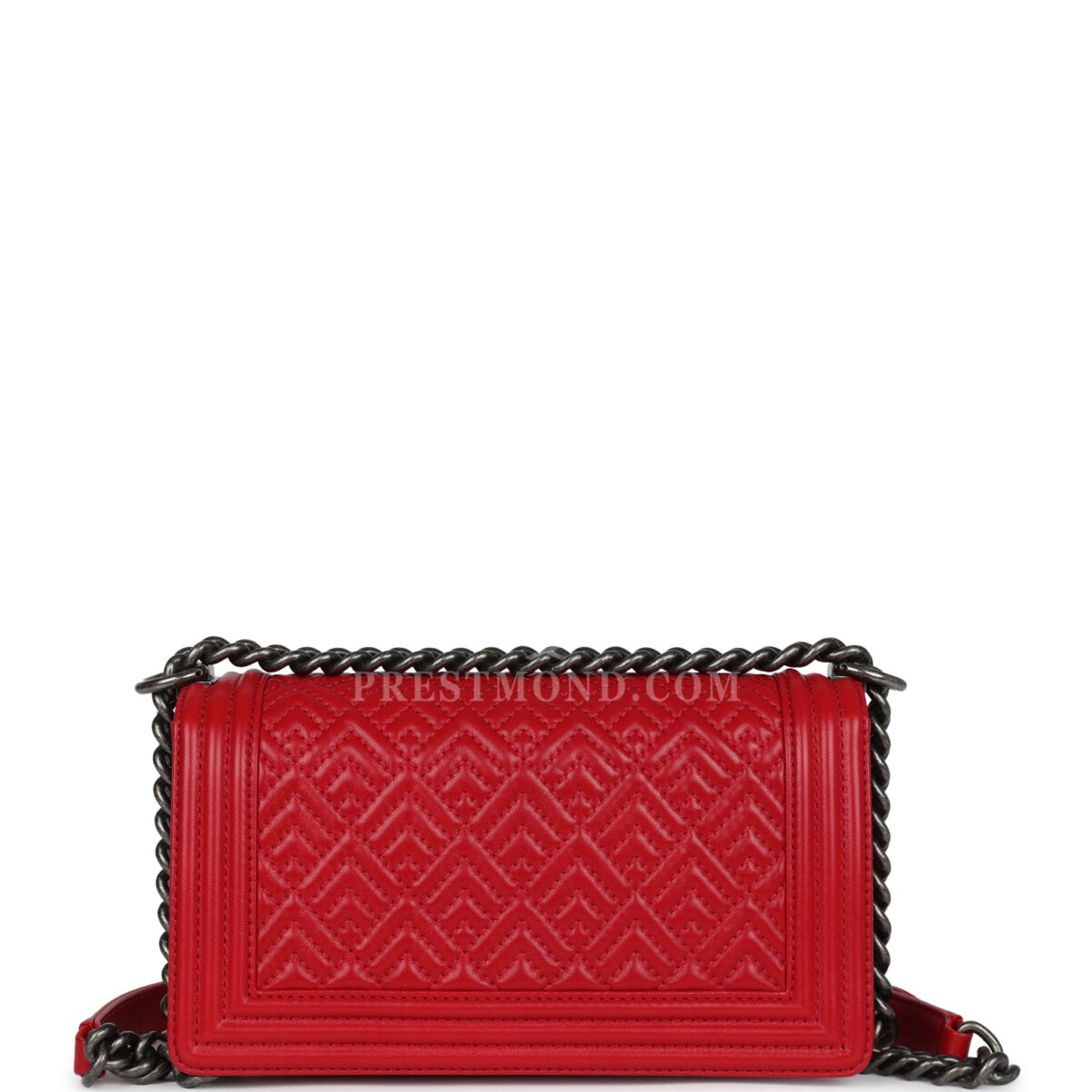 Chanel Old Medium Boy Bag Red Lambskin Aged Ruthenium Hardware — изображение 4