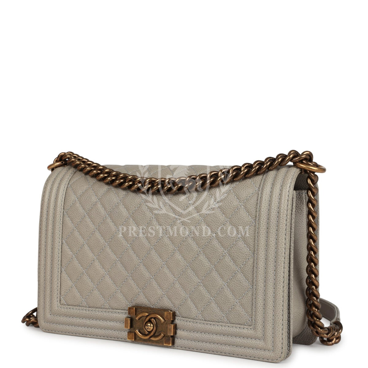 Chanel New Medium Boy Bag Grey Caviar Antique Gold Hardware — изображение 5