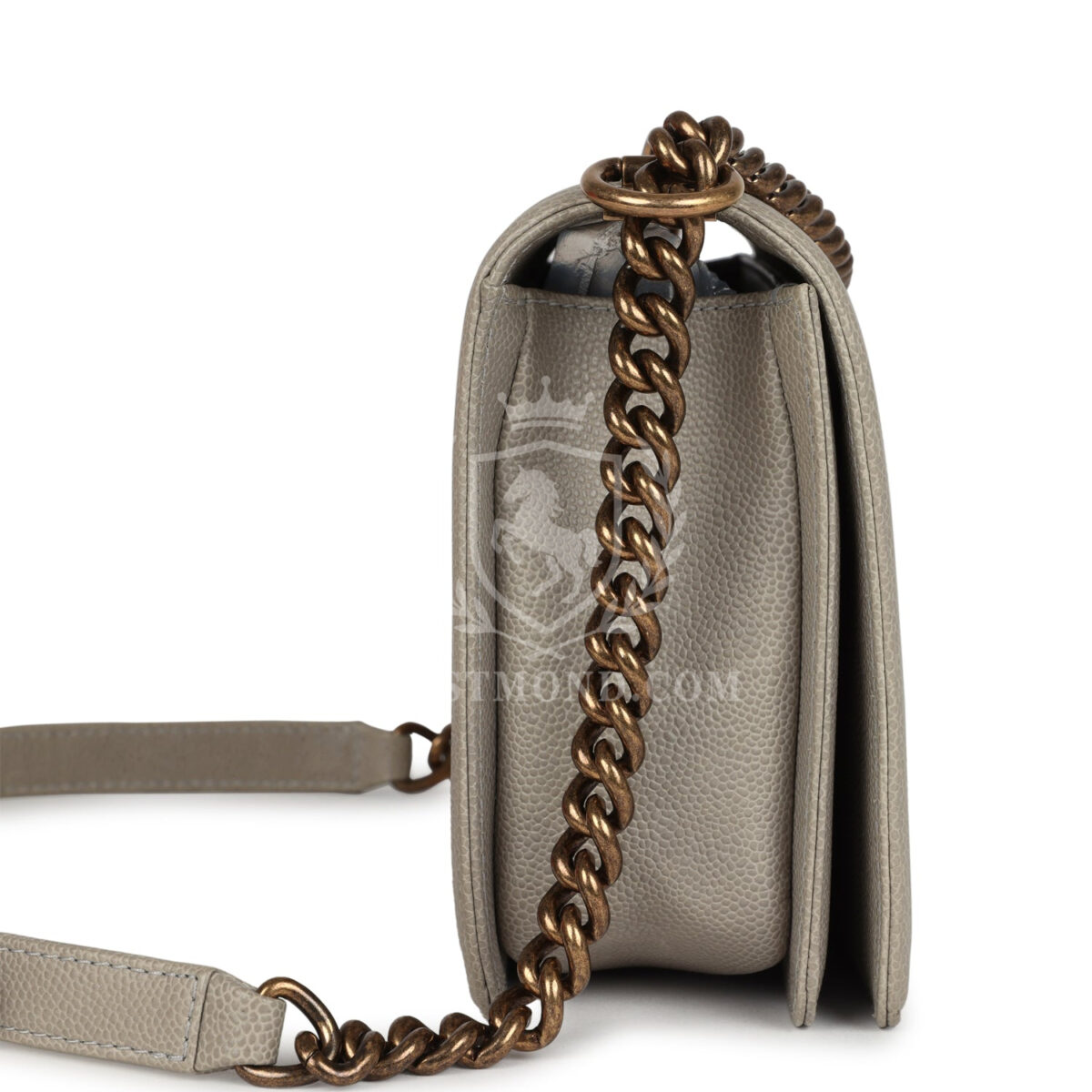 Chanel New Medium Boy Bag Grey Caviar Antique Gold Hardware — изображение 3