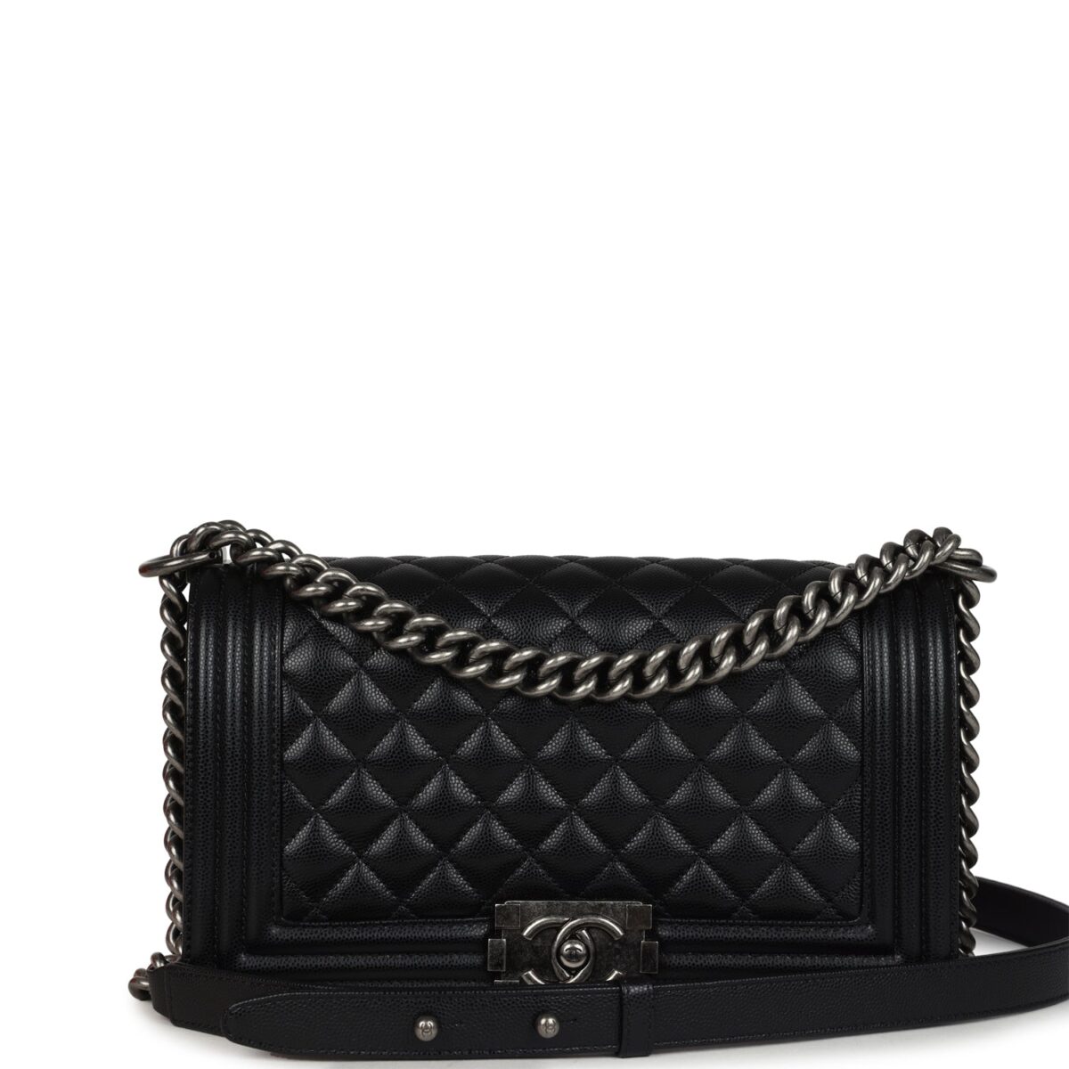 Chanel Medium Boy Bag Black Caviar Aged Ruthenium Hardware