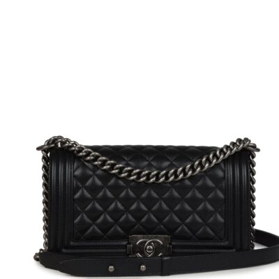 Chanel Medium Boy Bag Black Caviar Aged Ruthenium Hardware