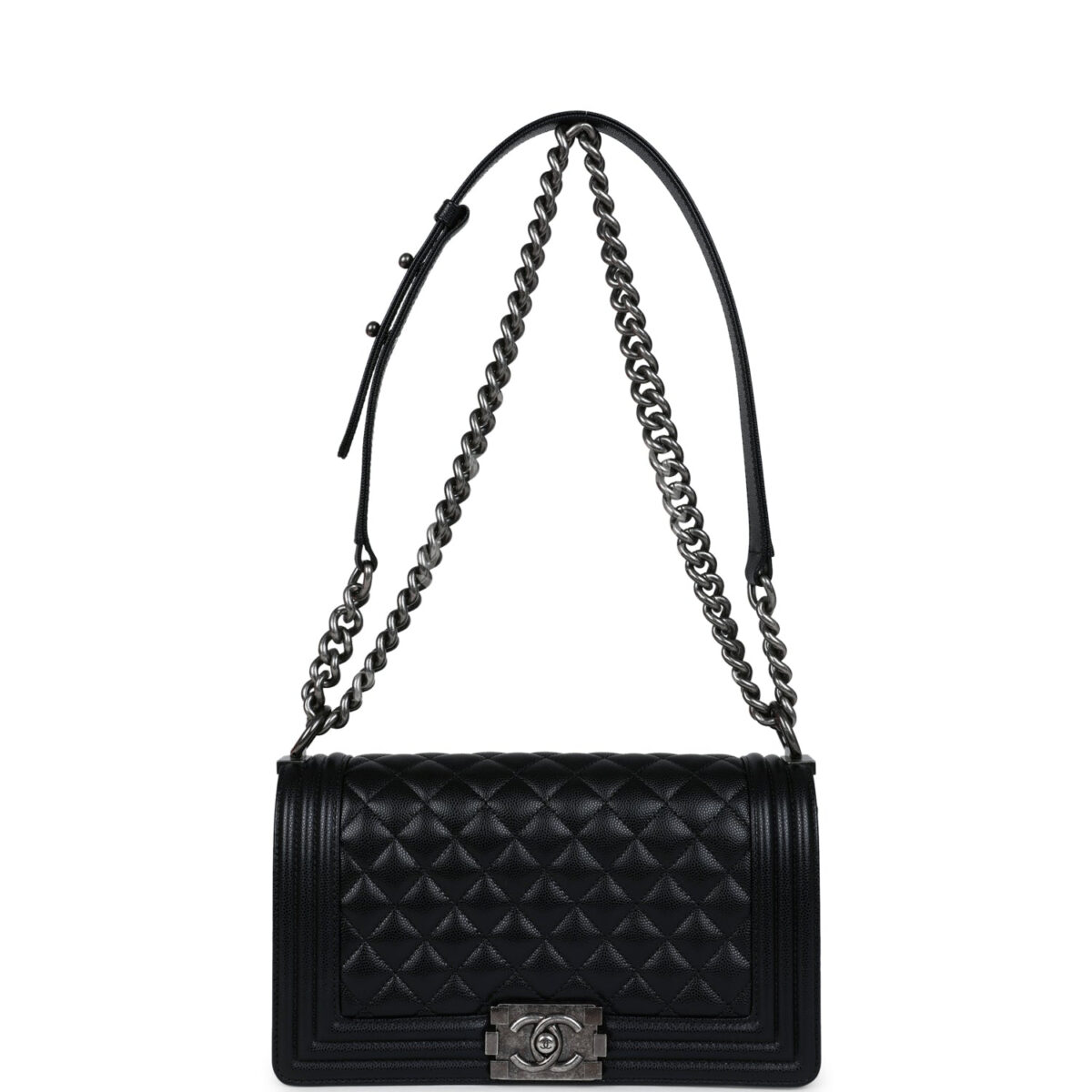 Chanel Medium Boy Bag Black Caviar Aged Ruthenium Hardware — изображение 7