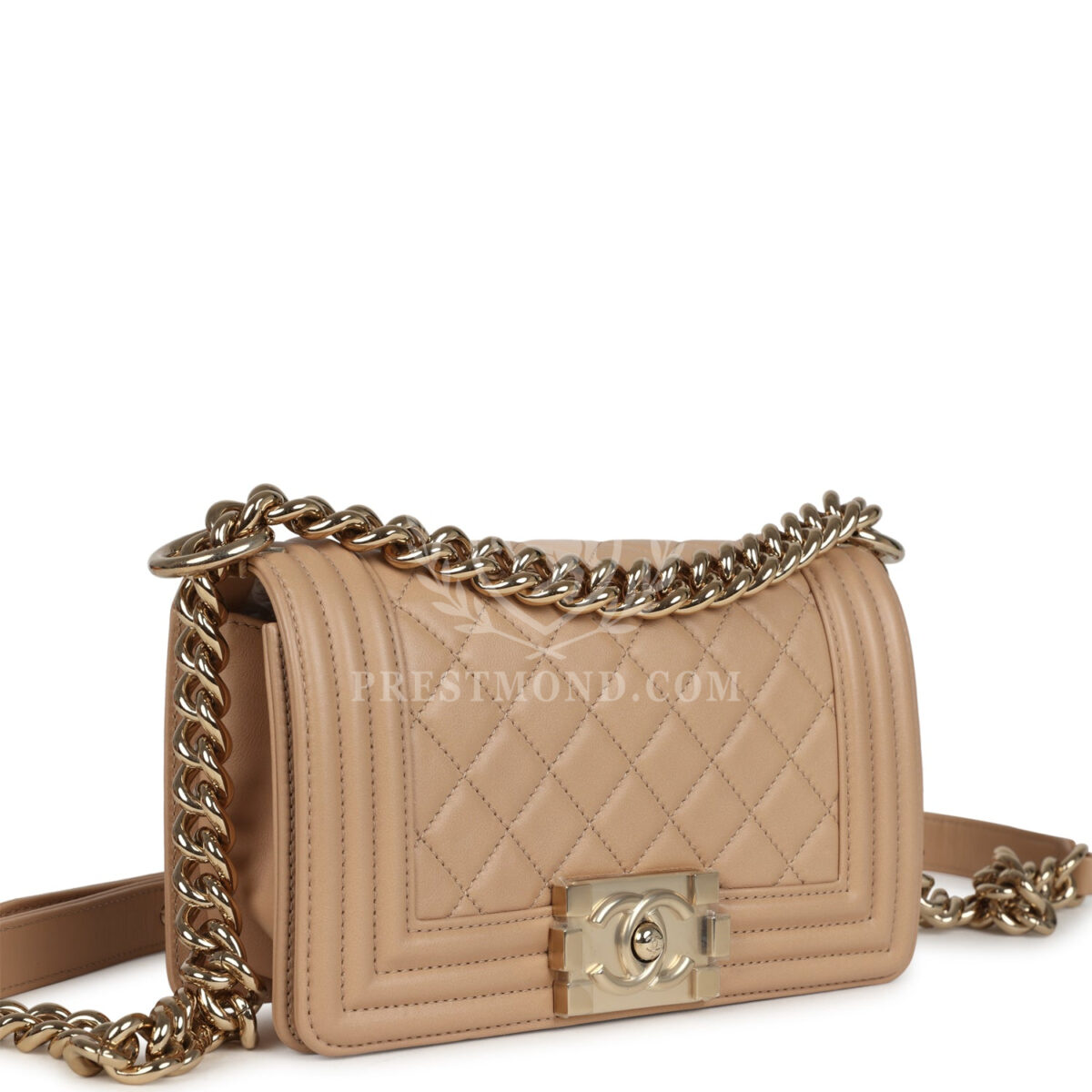 Chanel Small Boy Bag Beige Lambskin Light Gold Hardware — изображение 2