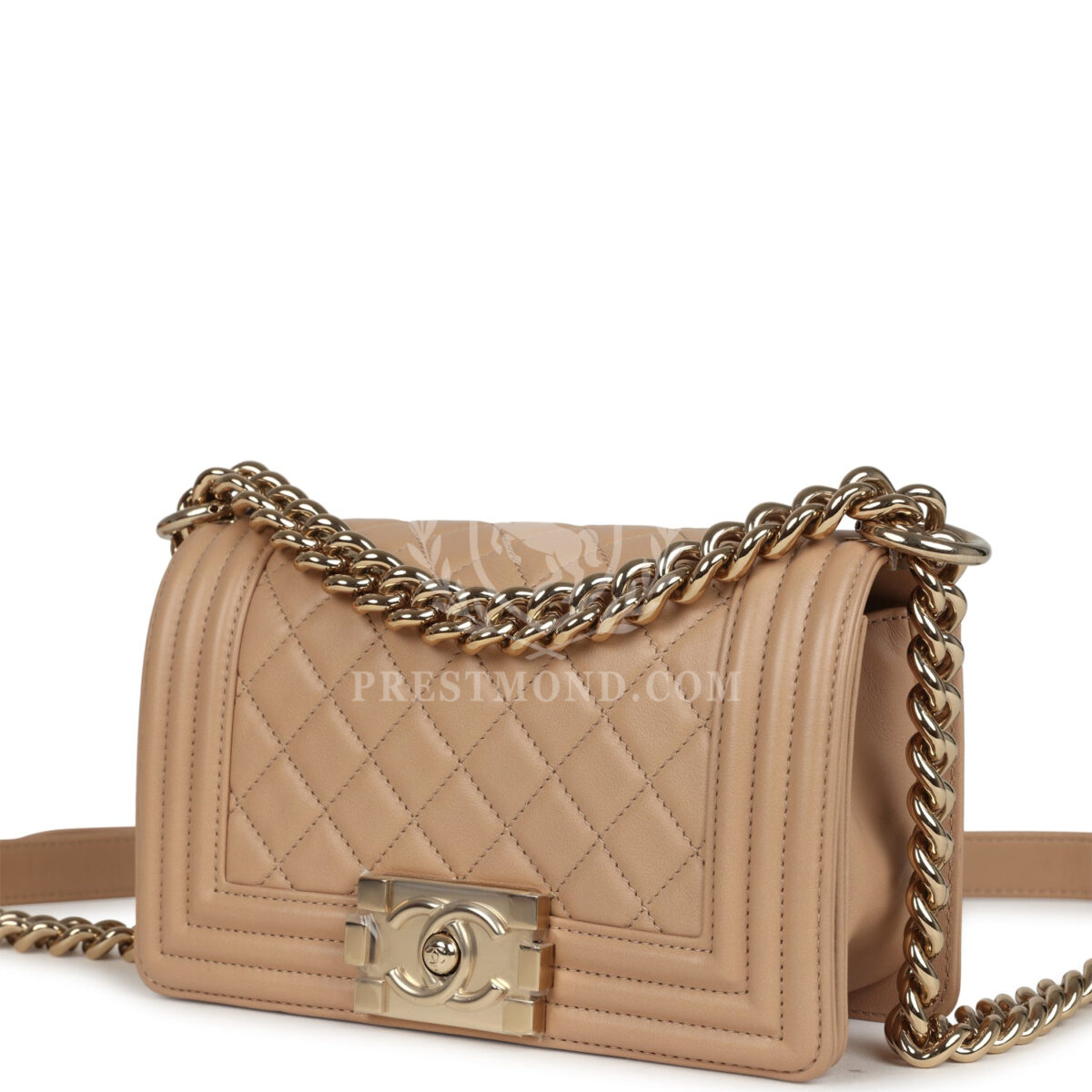 Chanel Small Boy Bag Beige Lambskin Light Gold Hardware — изображение 5