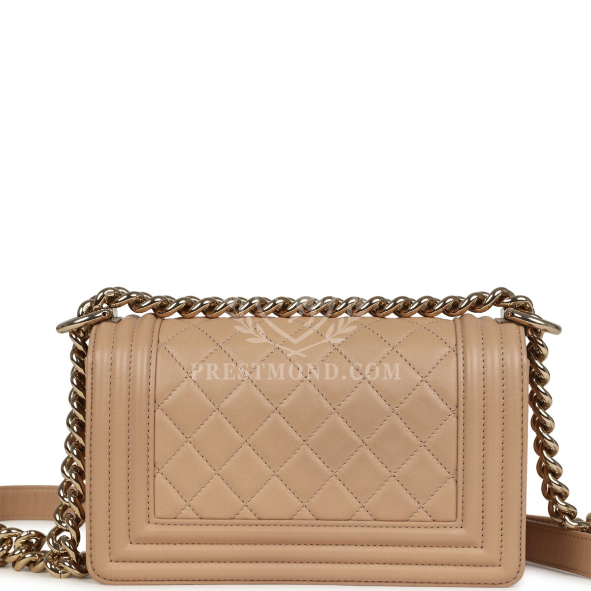 Chanel Small Boy Bag Beige Lambskin Light Gold Hardware — изображение 4