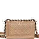 Chanel Small Boy Bag Beige Lambskin Light Gold Hardware