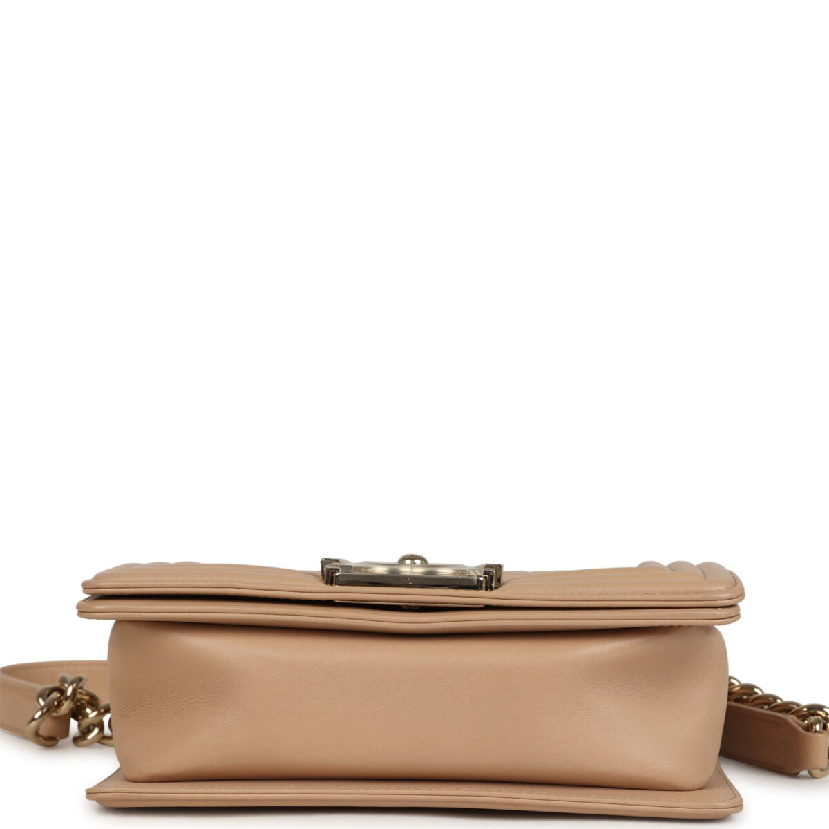 Chanel Small Boy Bag Beige Lambskin Light Gold Hardware — изображение 6