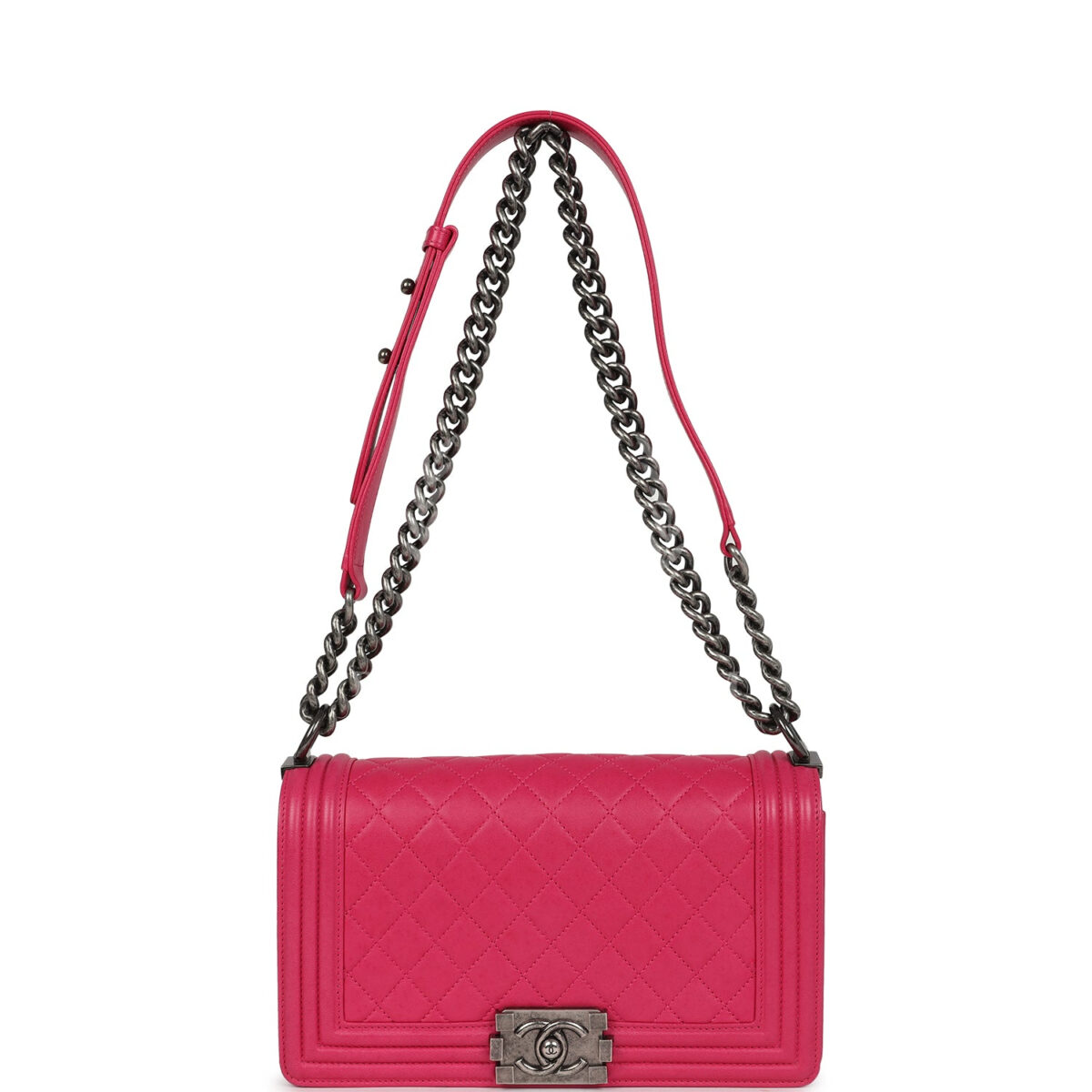 Chanel Medium Boy Bag Pink Lambskin Aged Ruthenium Hardware — изображение 7