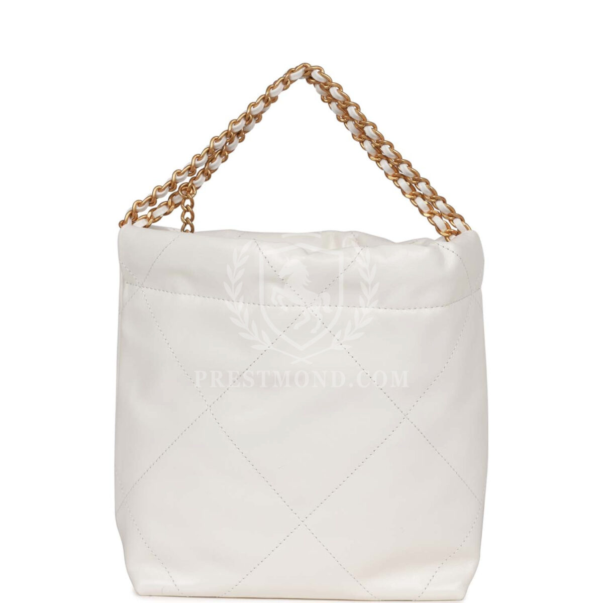 Chanel Mini 22 Bag White Calfskin Antique Gold Hardware — изображение 4