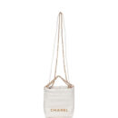 Chanel Mini 22 Bag White Calfskin Antique Gold Hardware