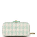Chanel Mini Square Flap with Top Handle Turquoise and Ecru Tweed Antique Gold Hardware