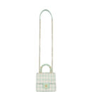 Chanel Mini Square Flap with Top Handle Turquoise and Ecru Tweed Antique Gold Hardware
