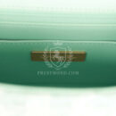 Chanel Mini Square Flap with Top Handle Turquoise and Ecru Tweed Antique Gold Hardware