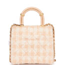 Chanel Mini Square Flap with Top Handle Light Orange and Ecru Tweed Antique Gold Hardware