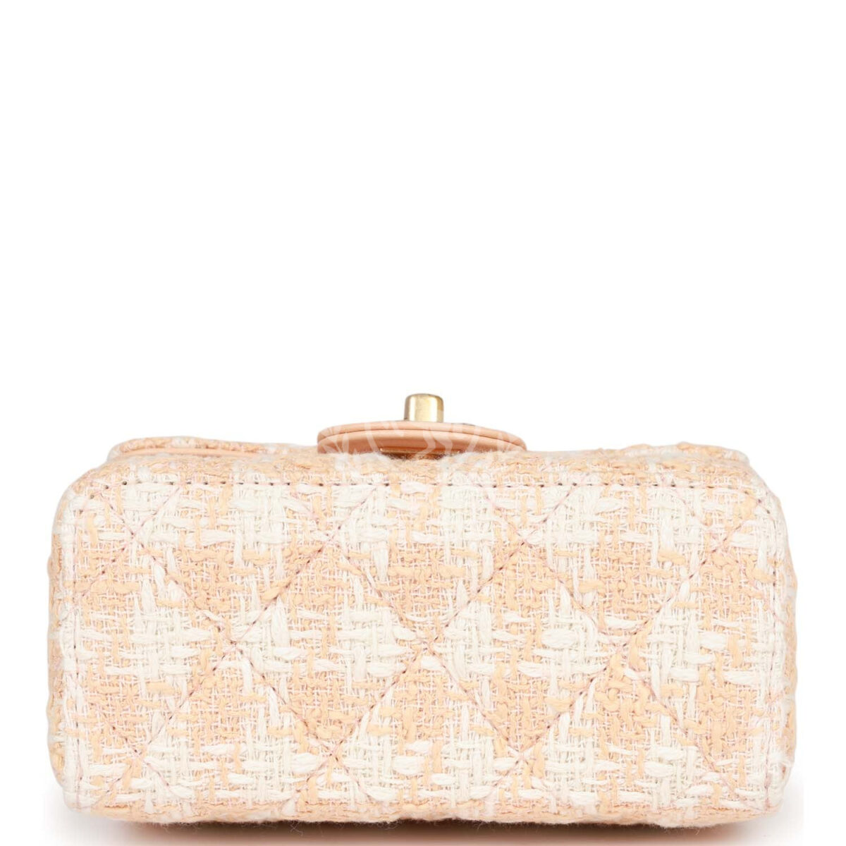 Chanel Mini Square Flap with Top Handle Light Orange and Ecru Tweed Antique Gold Hardware — изображение 6