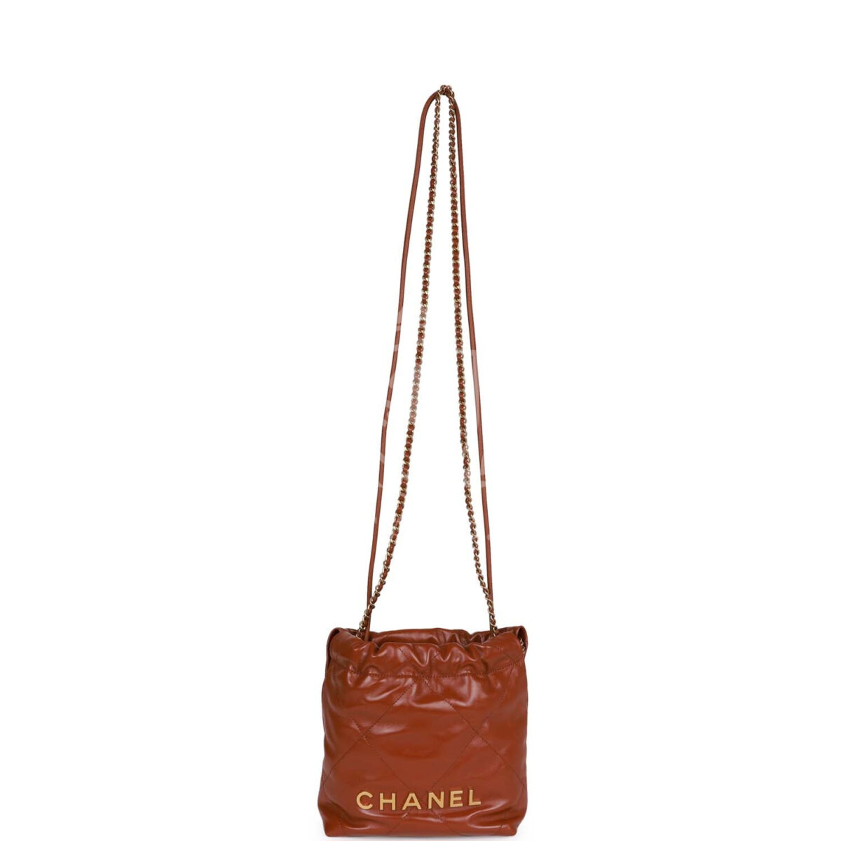 Chanel Mini 22 Bag Brown Calfskin Gold Hardware — изображение 7