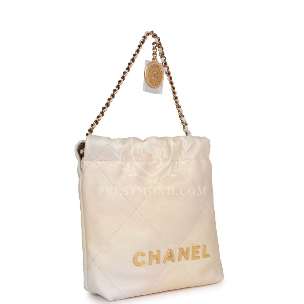 Chanel Mini 22 Bag Champagne Iridescent Calfskin Gold Hardware — изображение 2