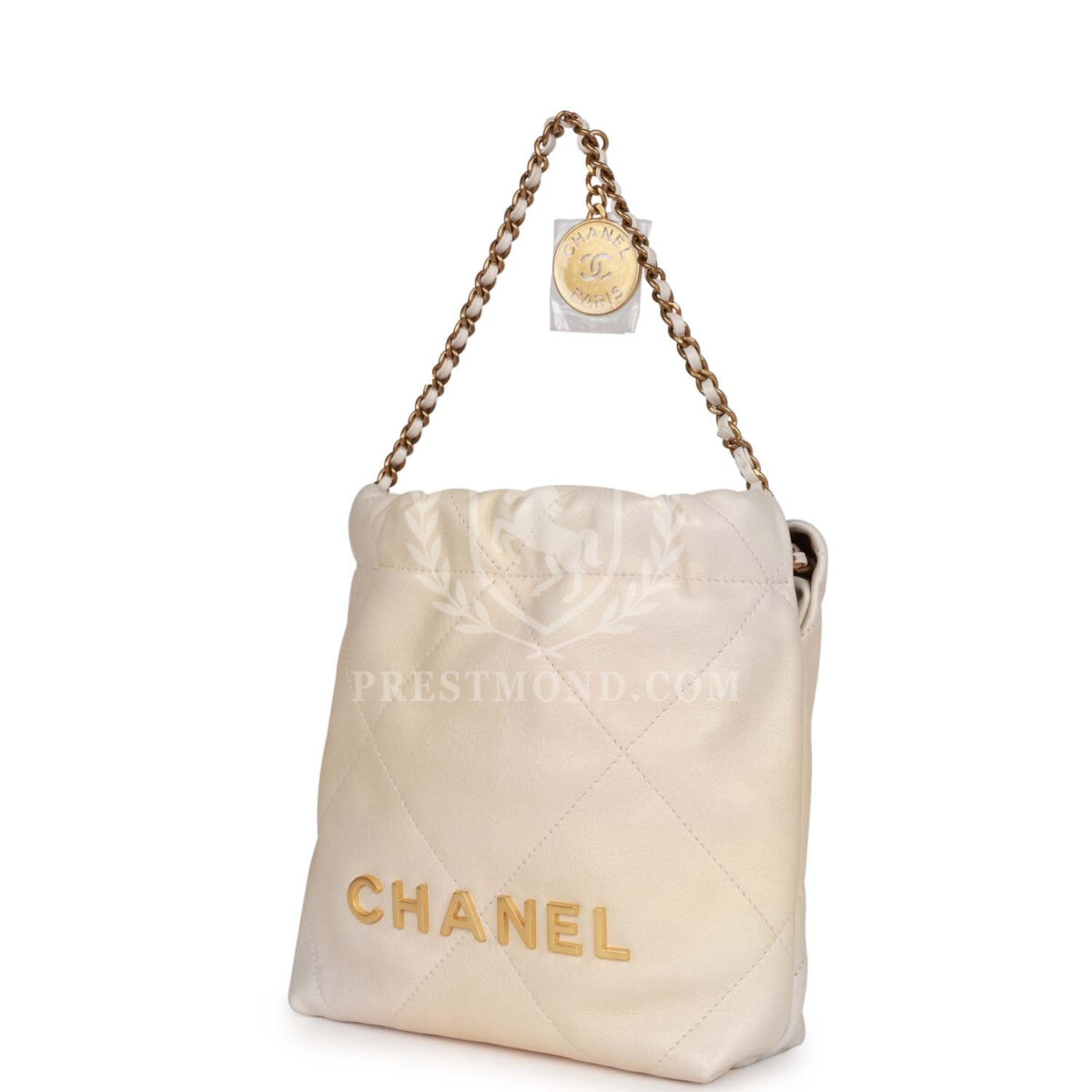 Chanel Mini 22 Bag Champagne Iridescent Calfskin Gold Hardware — изображение 5