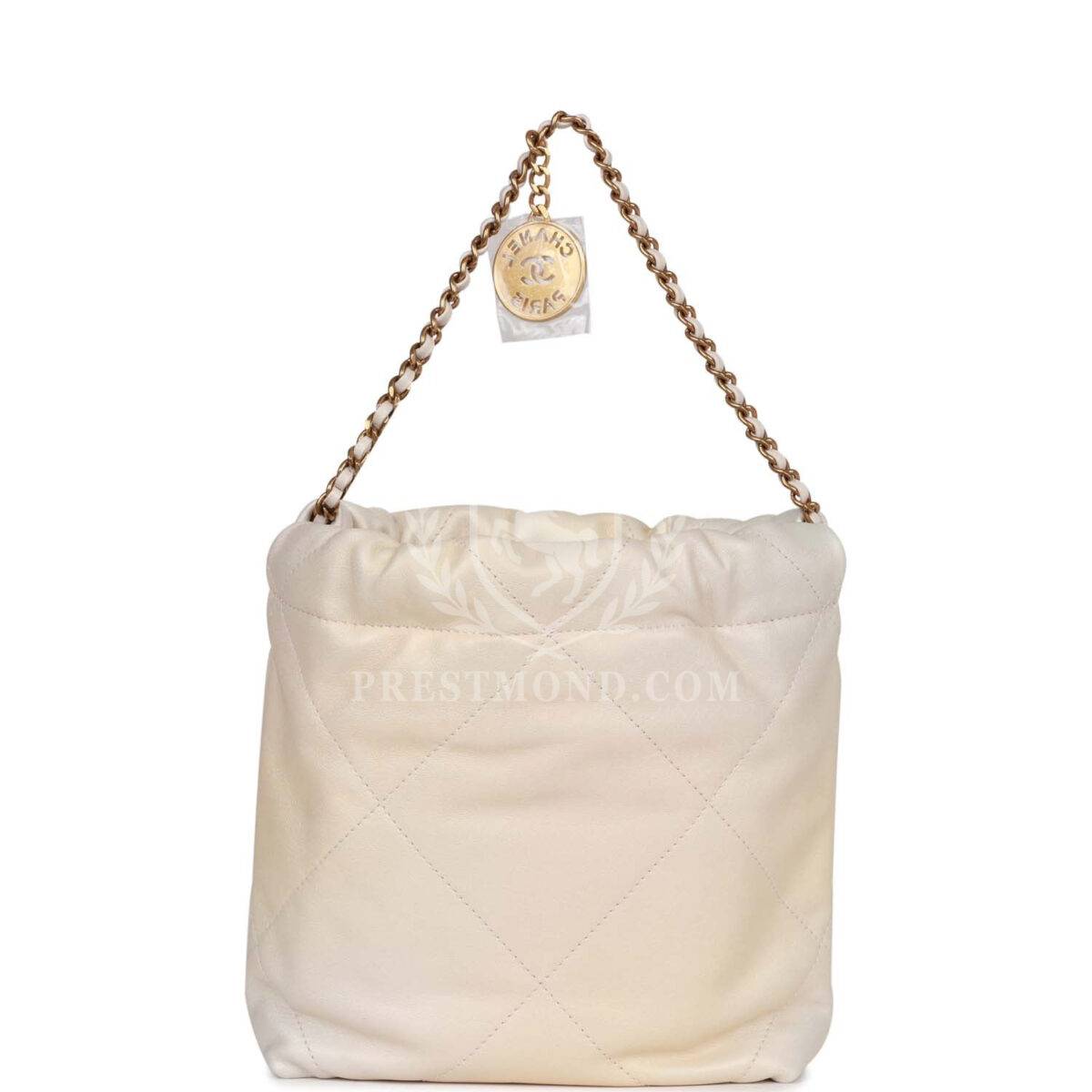 Chanel Mini 22 Bag Champagne Iridescent Calfskin Gold Hardware — изображение 4