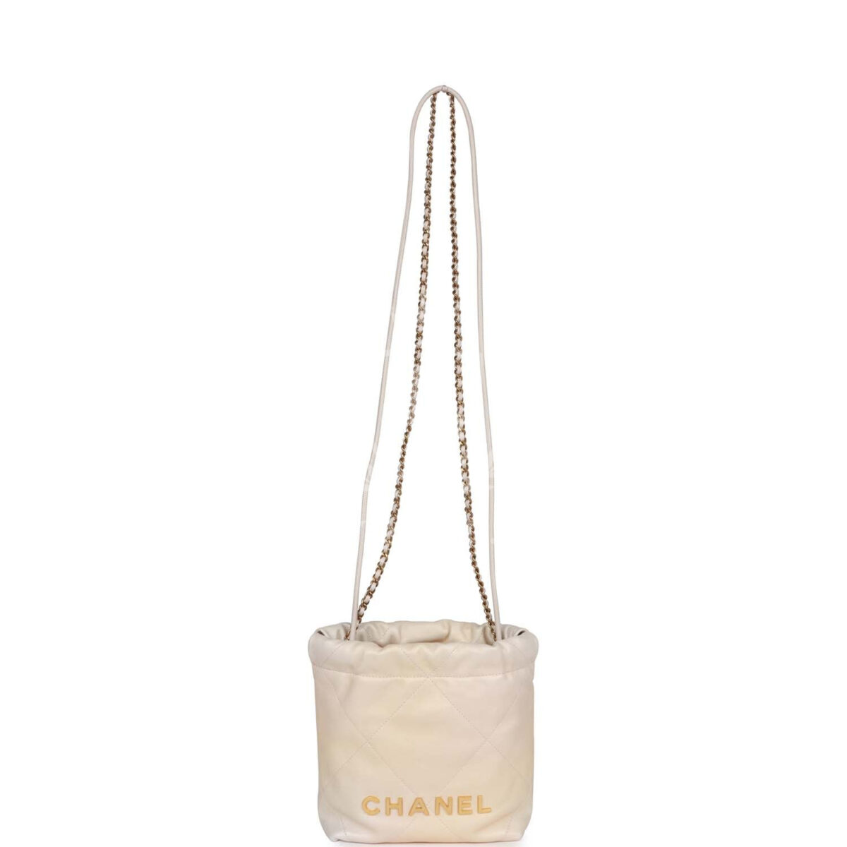 Chanel Mini 22 Bag Champagne Iridescent Calfskin Gold Hardware — изображение 6