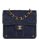 Chanel Square Flap Backpack Blue Denim Antique Gold Hardware