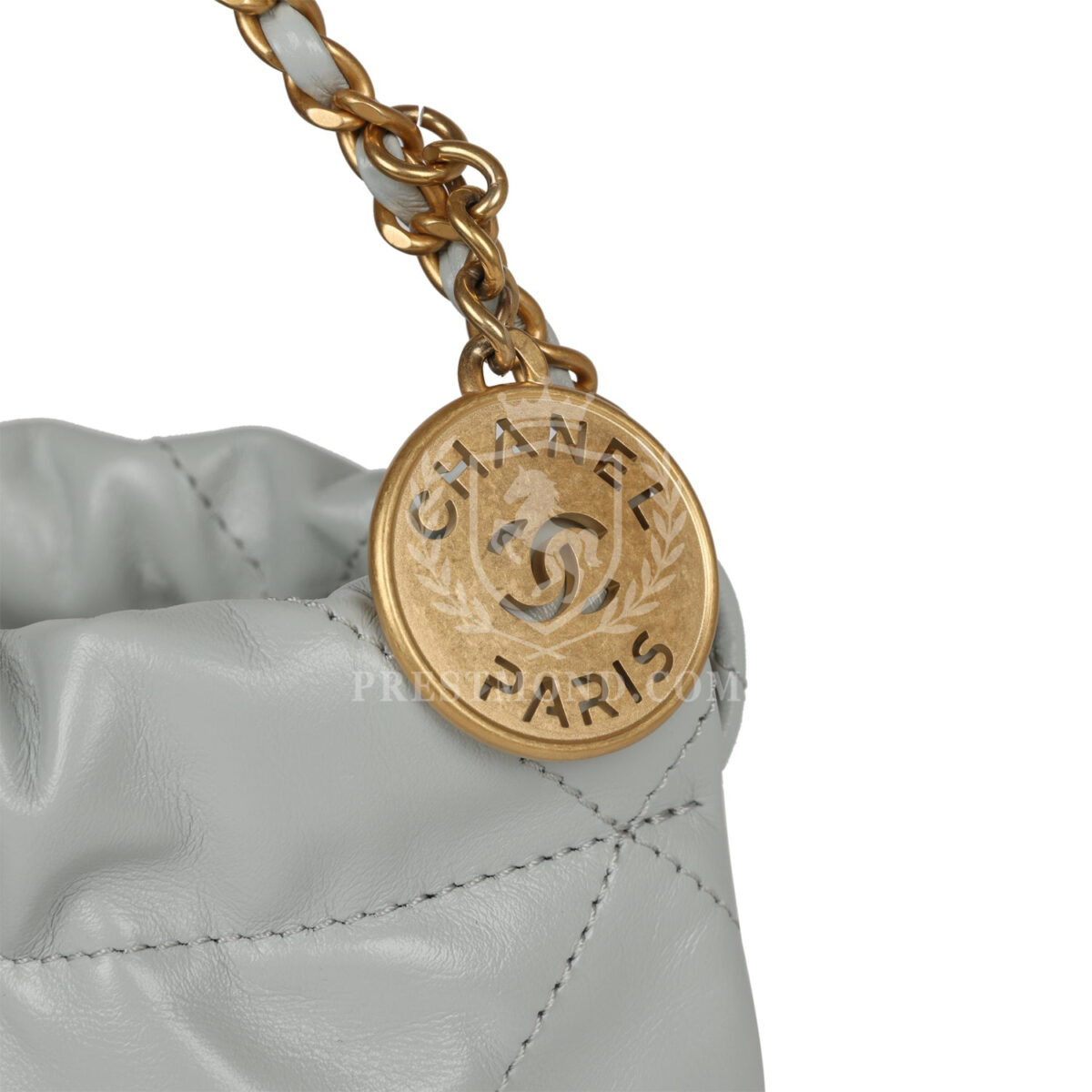 Chanel Mini 22 Bag Light Blue Calfskin Gold Hardware — изображение 8