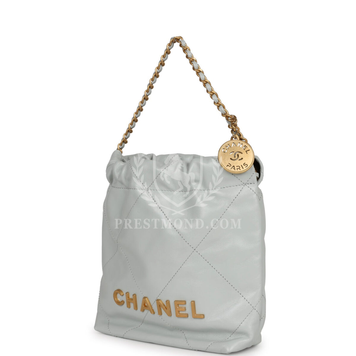 Chanel Mini 22 Bag Light Blue Calfskin Gold Hardware — изображение 5