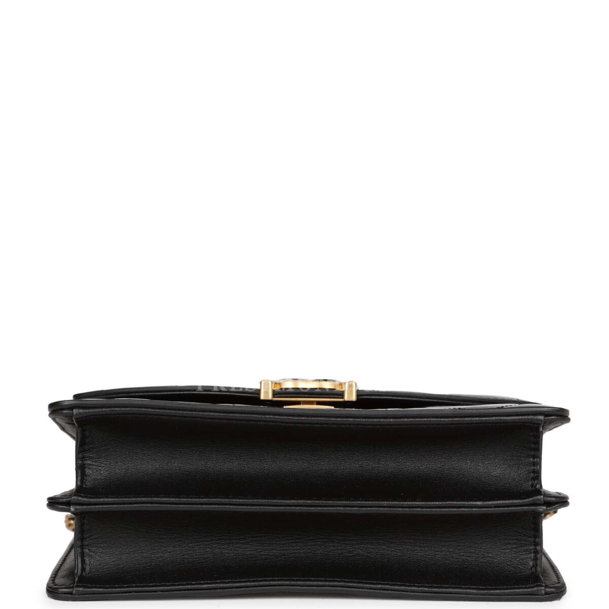 Chanel Accordion Pushlock Top Handle Flap Bag Black Patent Leather Aged Gold Hardware — изображение 6