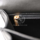 Chanel Accordion Pushlock Top Handle Flap Bag Black Patent Leather Aged Gold Hardware