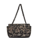 Chanel Medium Single Flap Black and White Tweed With Crystals Silver Hardware