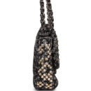 Chanel Medium Single Flap Black and White Tweed With Crystals Silver Hardware