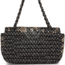 Chanel Medium Single Flap Black and White Tweed With Crystals Silver Hardware