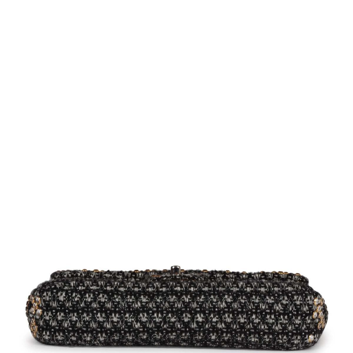 Chanel Medium Single Flap Black and White Tweed With Crystals Silver Hardware — изображение 6