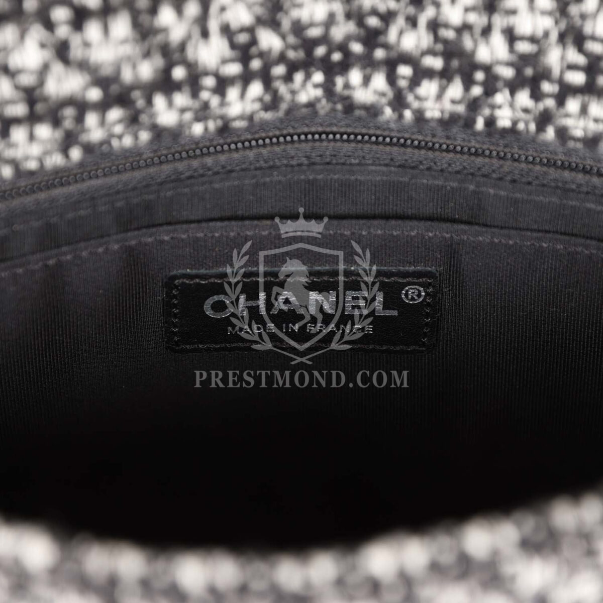 Chanel Medium Single Flap Black and White Tweed With Crystals Silver Hardware — изображение 9