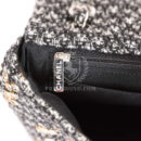 Chanel Medium Single Flap Black and White Tweed With Crystals Silver Hardware