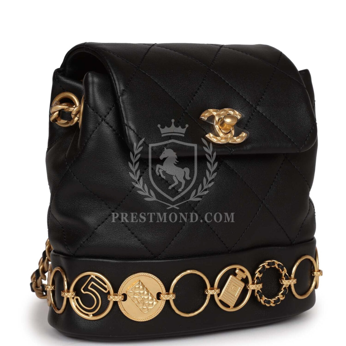 Chanel Small Charm Backpack Black Calfskin Aged Gold Hardware — изображение 2