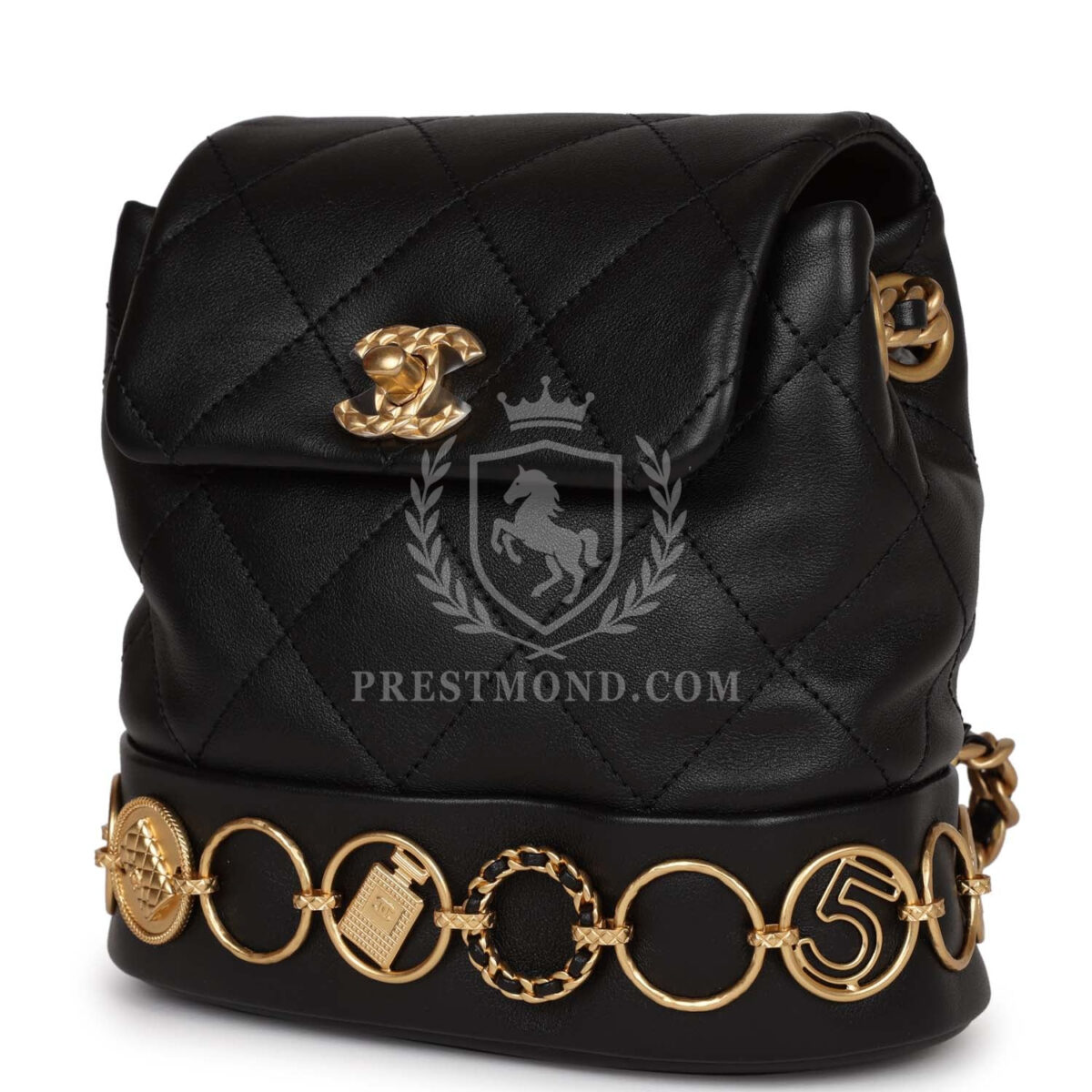 Chanel Small Charm Backpack Black Calfskin Aged Gold Hardware — изображение 5