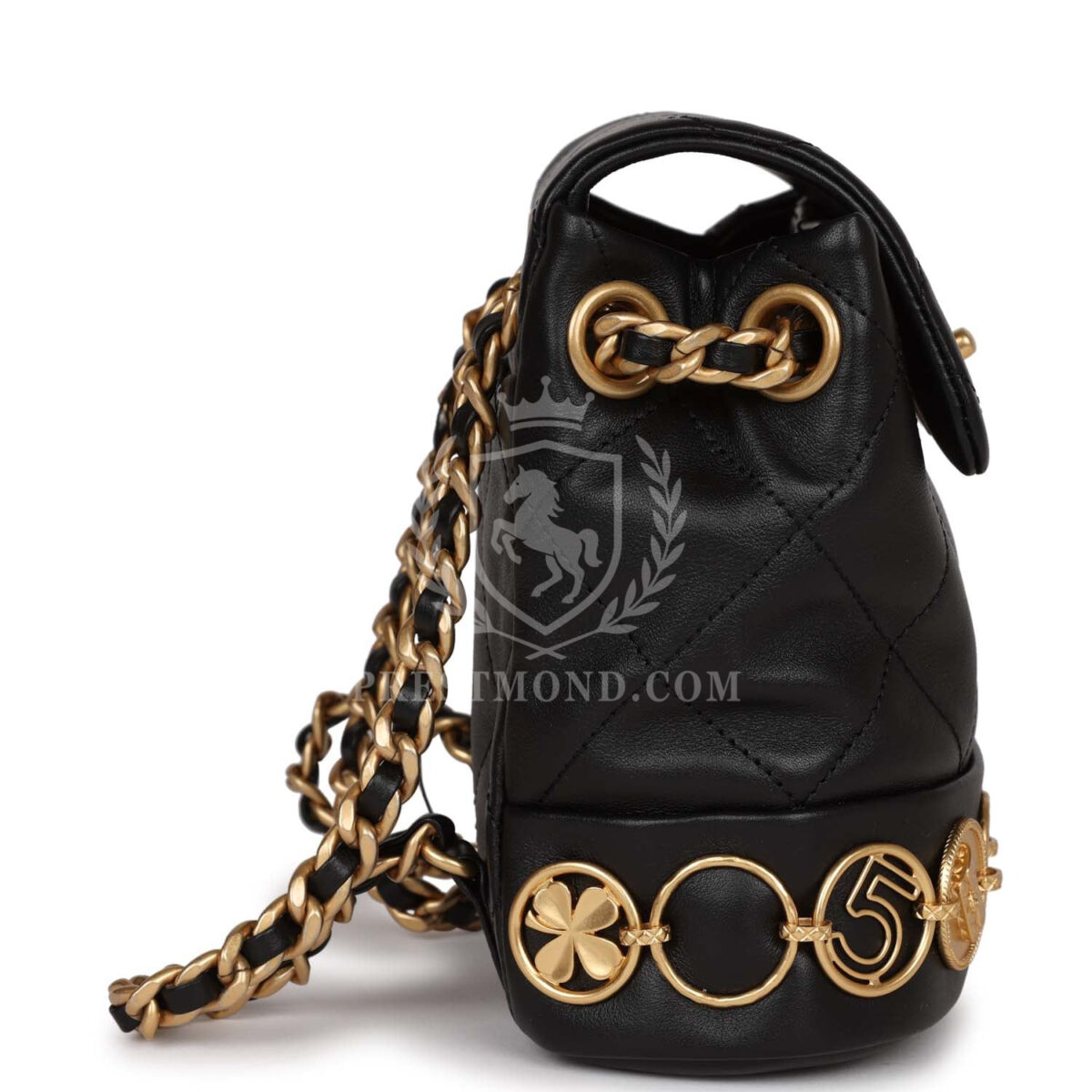 Chanel Small Charm Backpack Black Calfskin Aged Gold Hardware — изображение 3