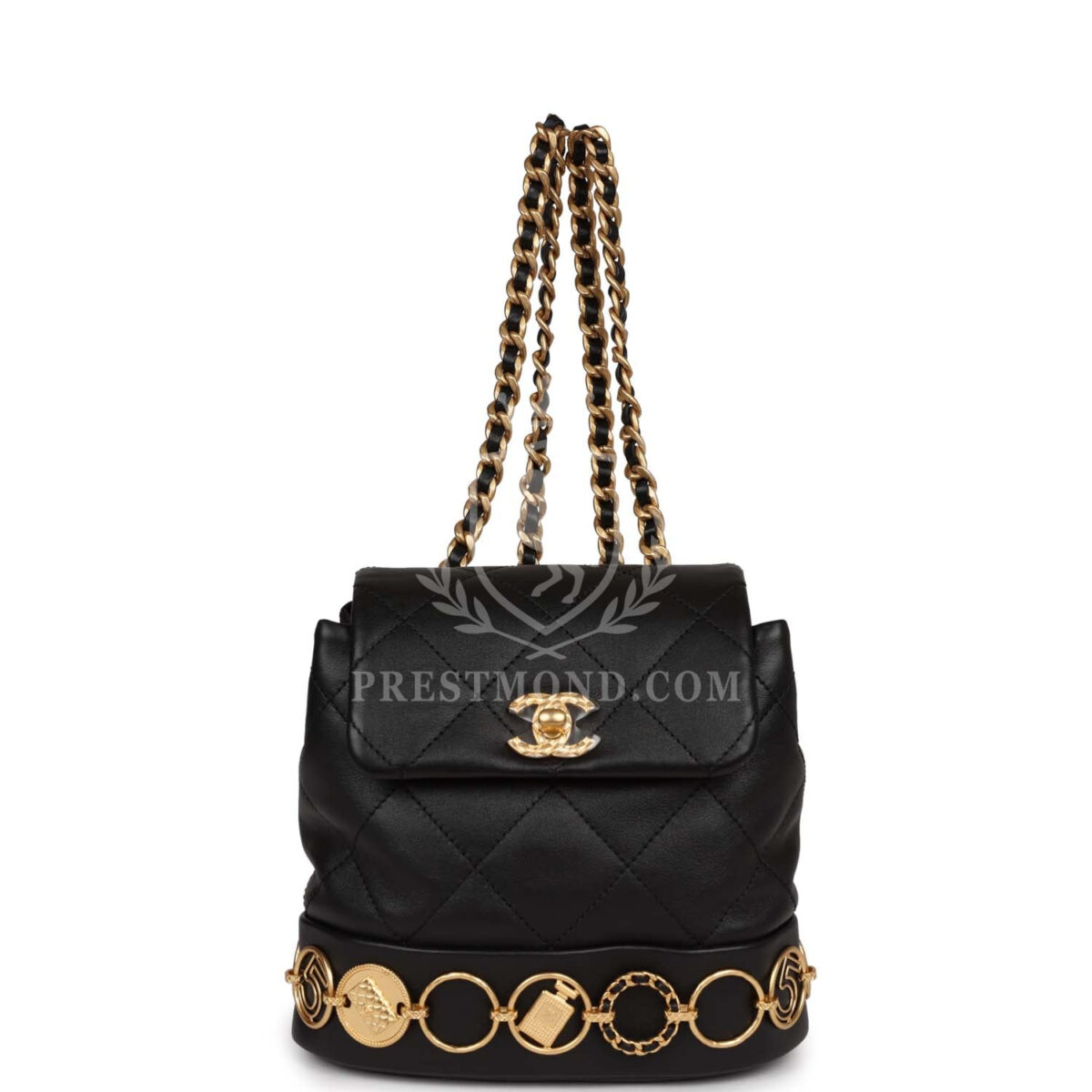 Chanel Small Charm Backpack Black Calfskin Aged Gold Hardware — изображение 6