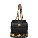 Chanel Small Charm Backpack Black Calfskin Aged Gold Hardware