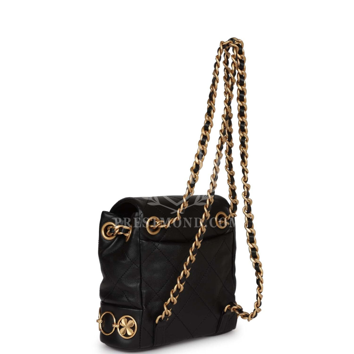 Chanel Small Charm Backpack Black Calfskin Aged Gold Hardware — изображение 7