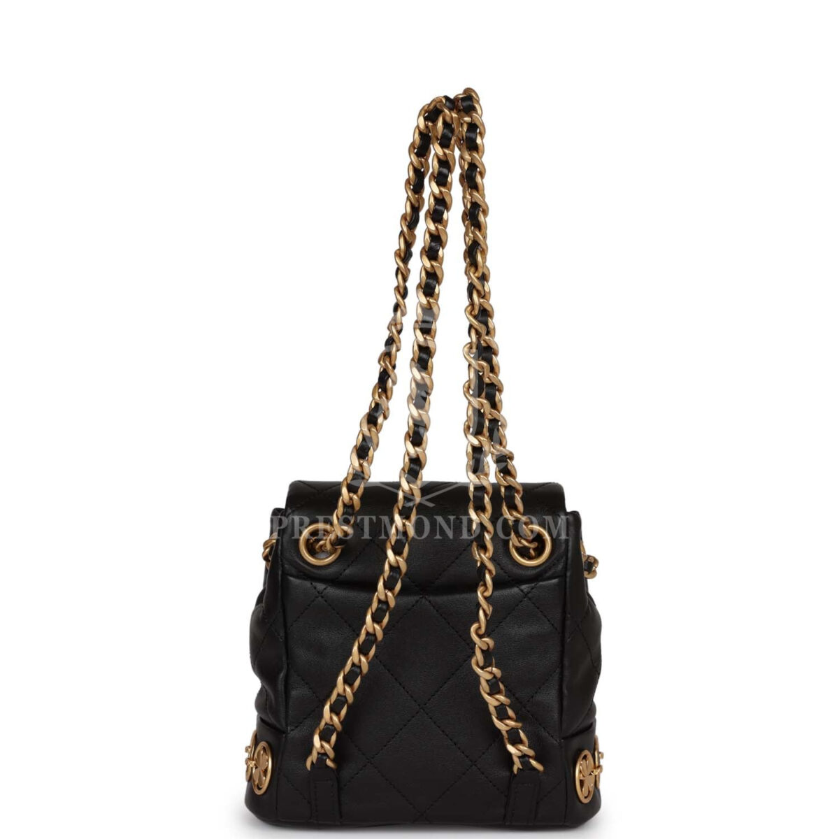 Chanel Small Charm Backpack Black Calfskin Aged Gold Hardware — изображение 8