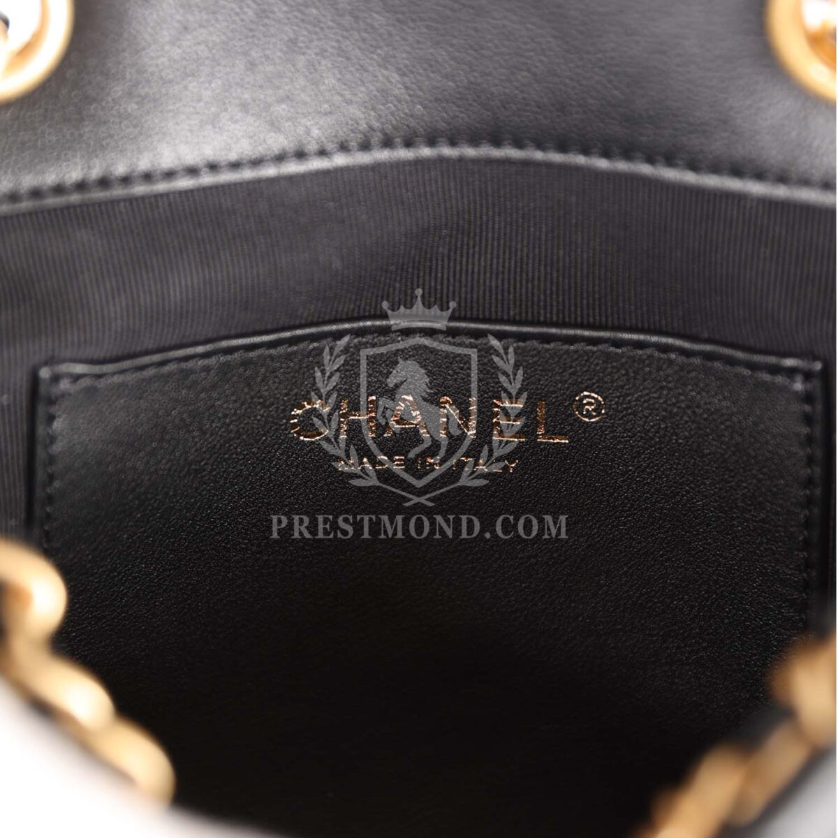 Chanel Small Charm Backpack Black Calfskin Aged Gold Hardware — изображение 11