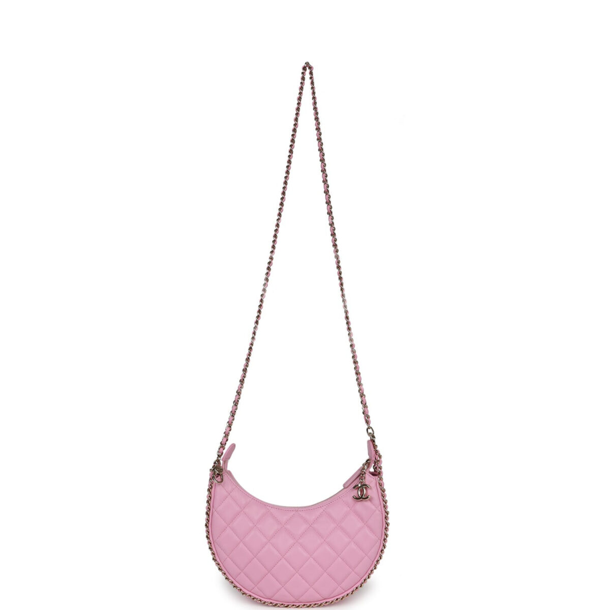 Chanel Small Chain Around Hobo Pink Lambskin Gold Hardware — изображение 10