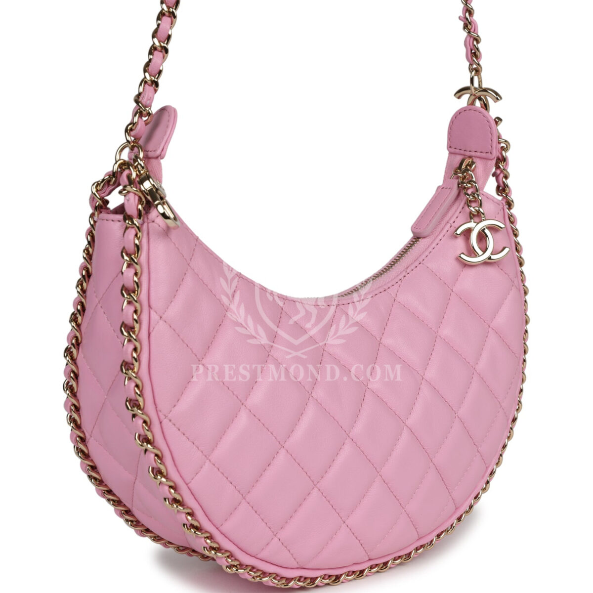 Chanel Small Chain Around Hobo Pink Lambskin Gold Hardware — изображение 2