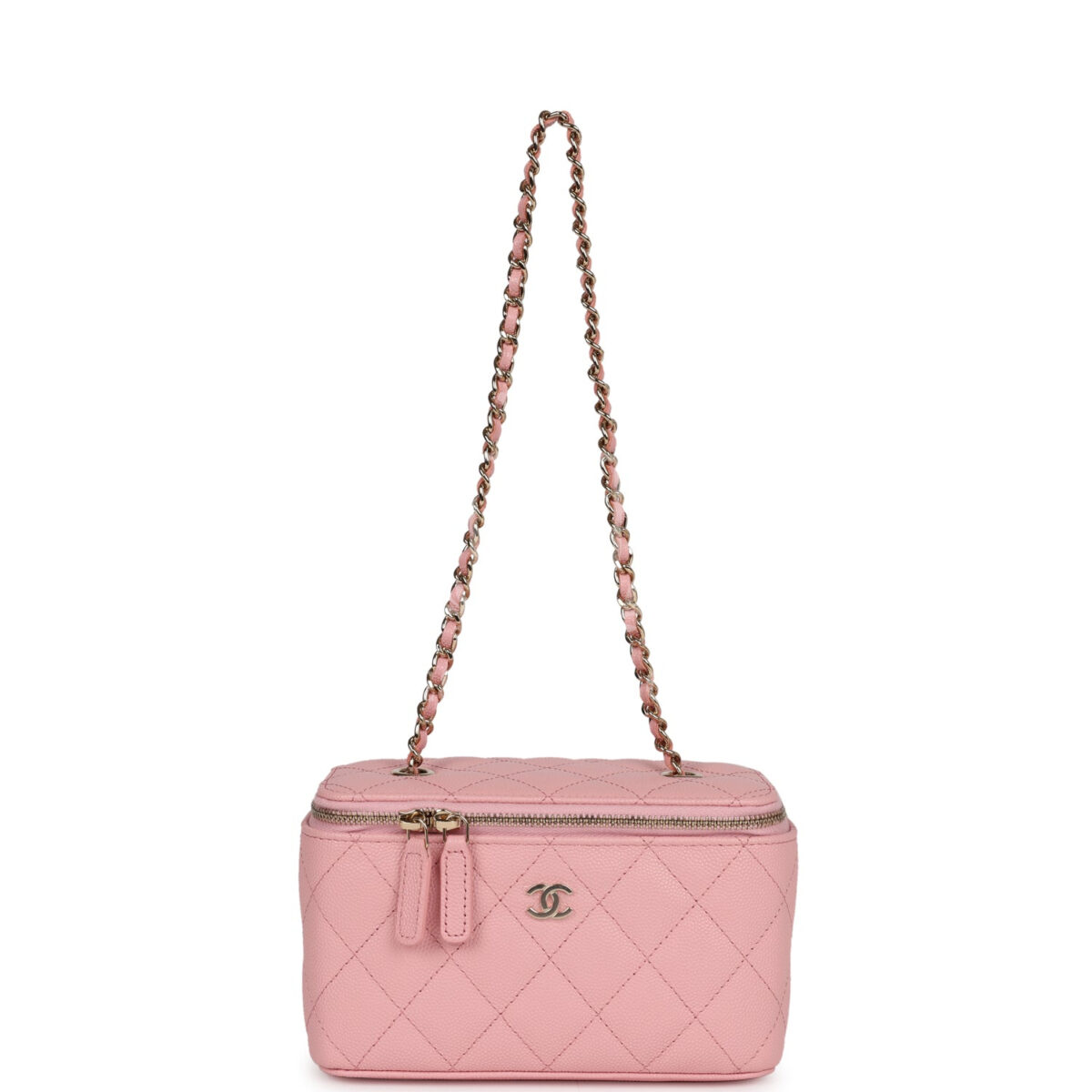 Chanel Small Classic Vanity Case Pink Caviar Light Gold Hardware — изображение 7